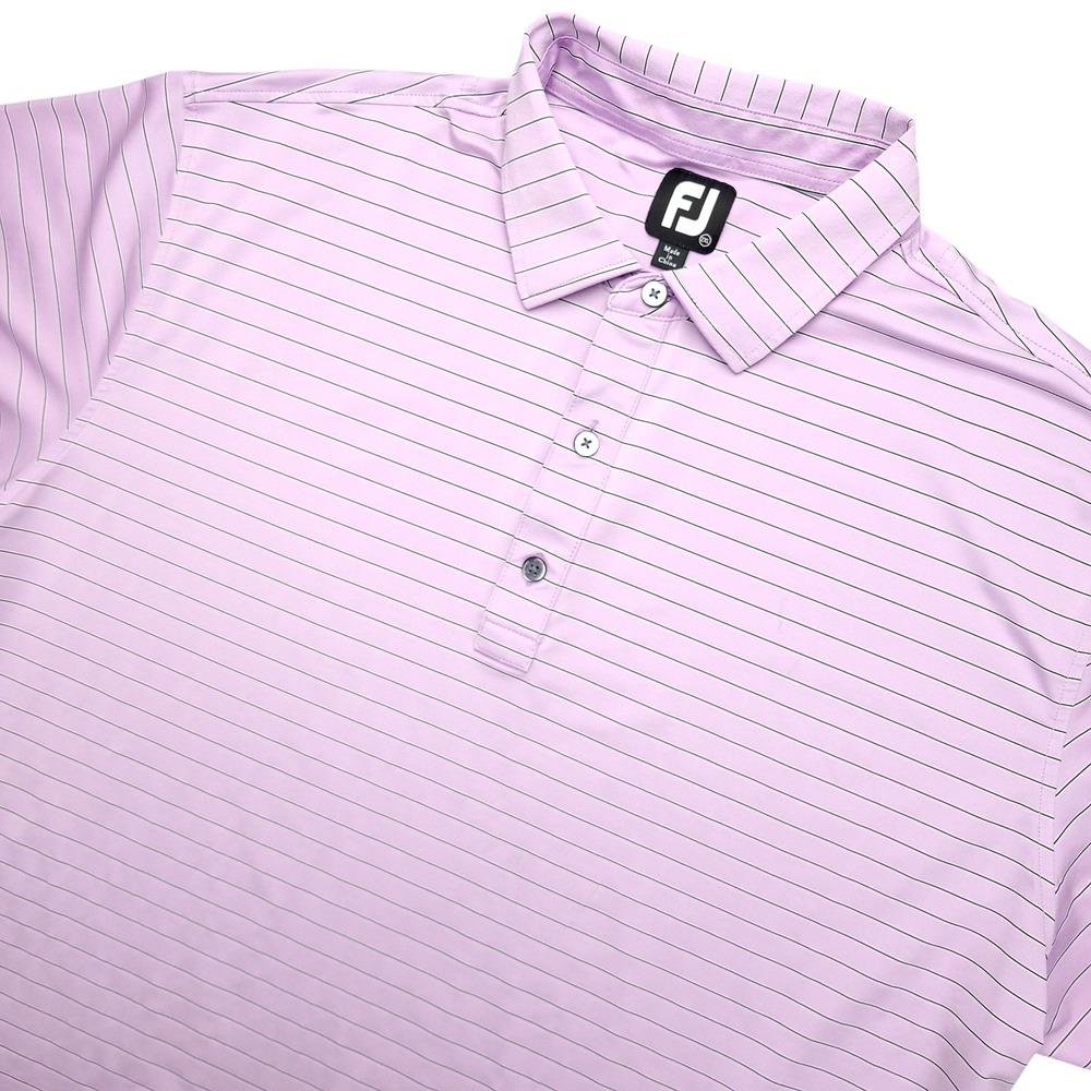 FootJoy Polo Shirt Mens 2XL Purple Stripe Short Sleeve Golf Stretch Top